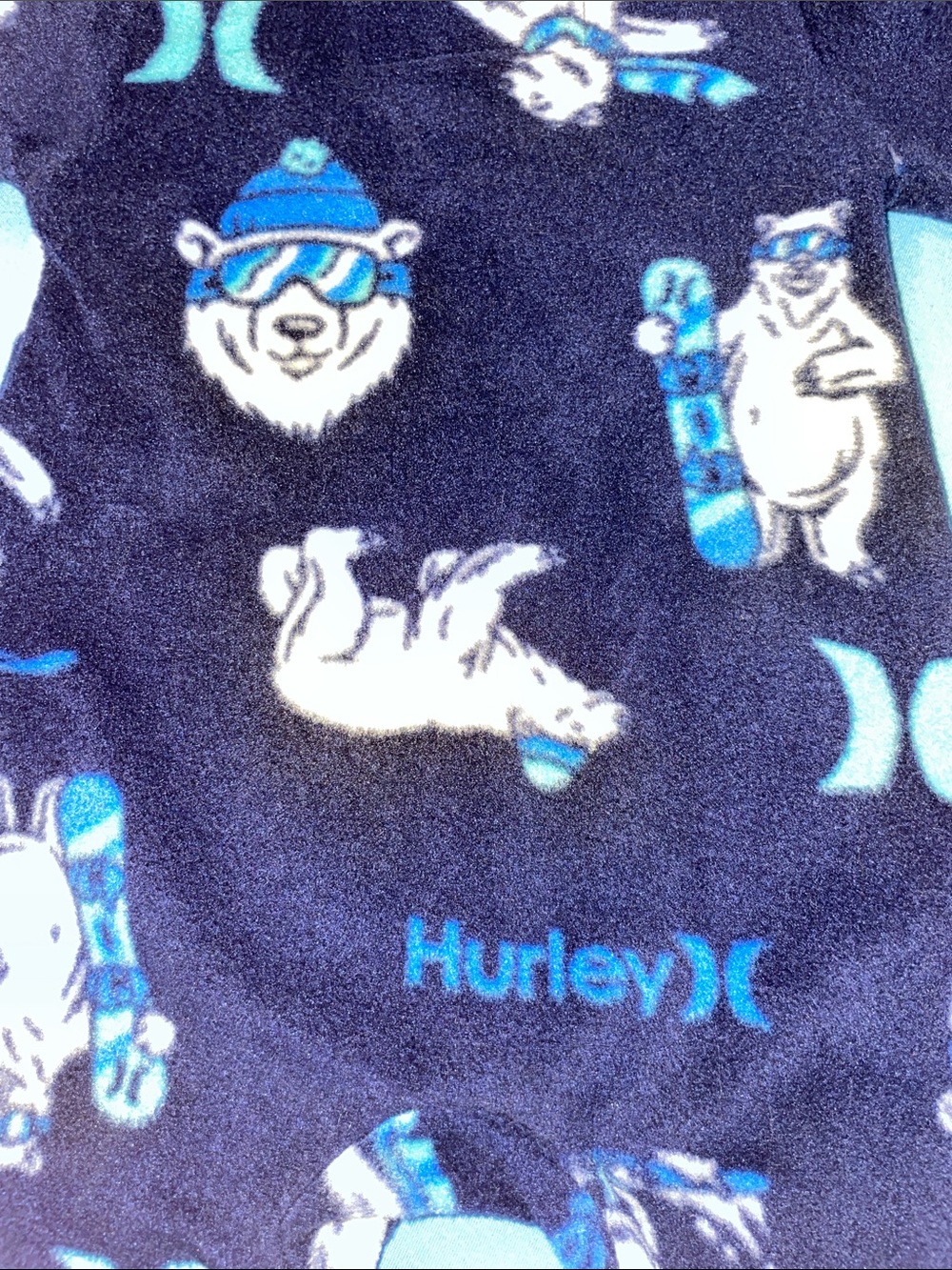 Hurley Kids Navy Fleece Pajama Bottoms with Blue & White Polar Bear Print
